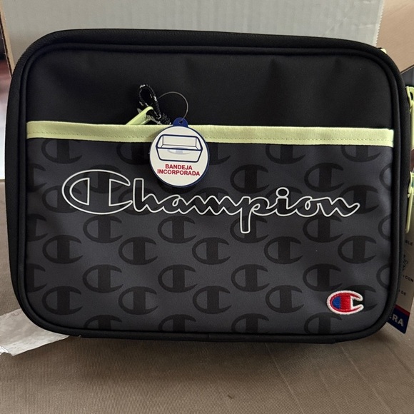Champion Other - Champion Black and neon yellow/green with white Logo Lunchbox w/ built-in tray